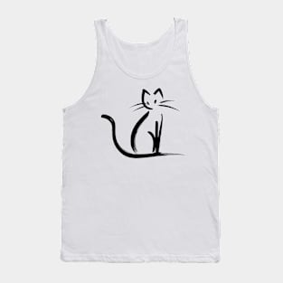 Stick figure cat in black ink Tank Top